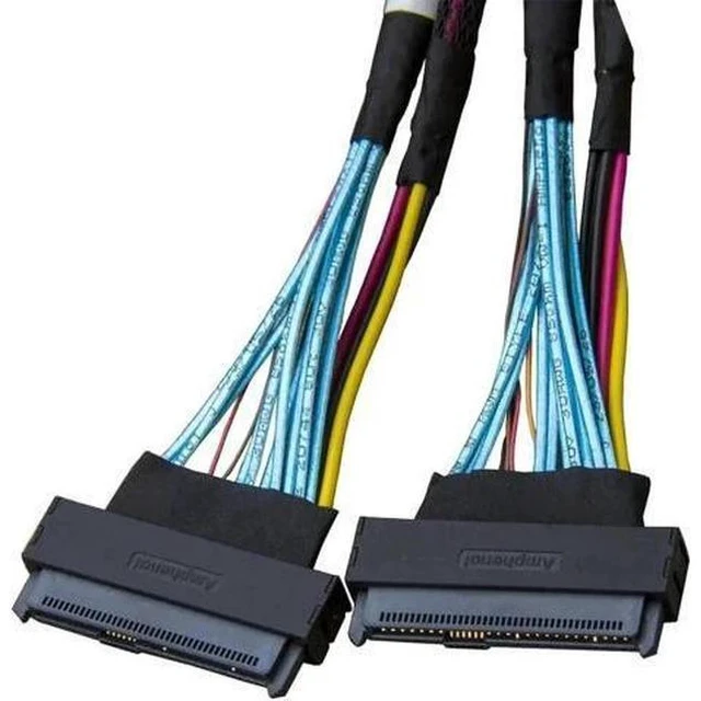 Alt view image 3 of 4 - PCIe 5.0 MCIO Mini Cooledge IO Cable, 74Pin x8 to Dual 68Pin Splitter Cable with Power, 80cm Server Storage Cable