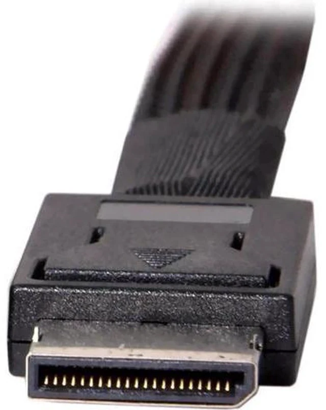 Alt view image 2 of 4 - 50cm PCIe 4.0 OCuLink SFF-8611 Male to U.2 U.3 SFF-8639 Female NVMe SSD Cable with 15Pin SATA Power, Internal Storage Wire for Desktop Motherboard & 2.5" NVMe Drives