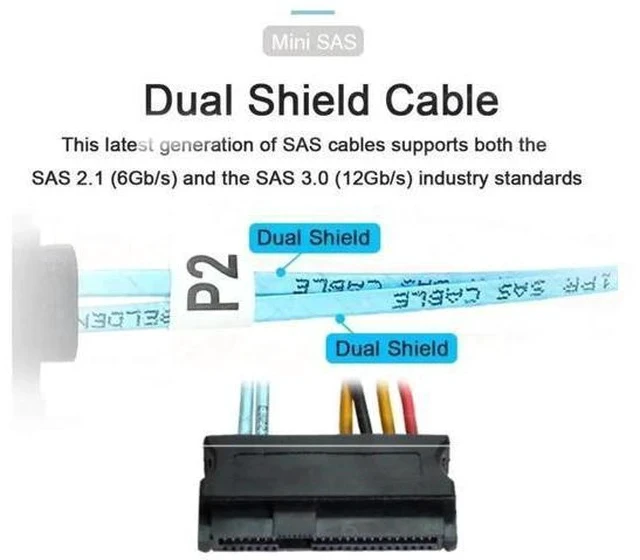 Alt view image 5 of 7 - Slimline SAS 4.0 Fanout Breakout Cable, SFF-8654 4i 38Pin Host to 4×SFF-8482 29Pin SAS Data+Power Integrated Connector, Internal Server RAID Hard Drive Interconnect Cable