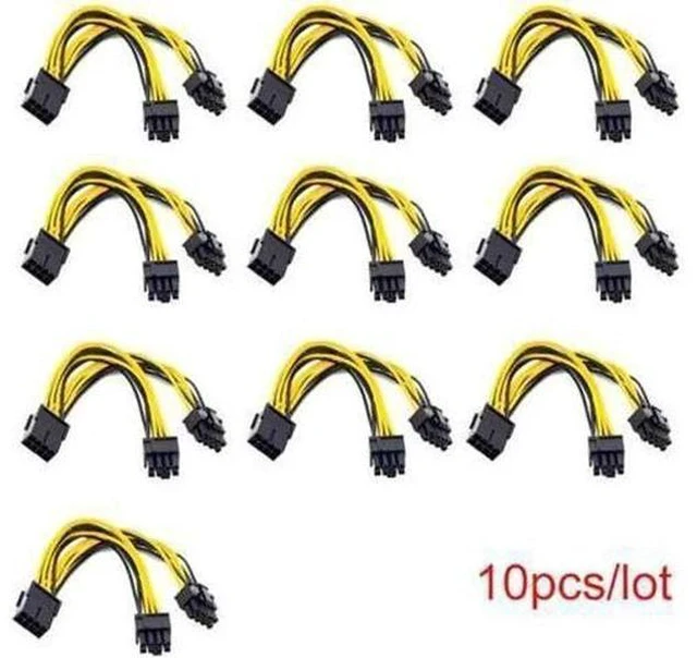 Main image of PCIe 8Pin Male to Dual 8(6+2)Pin Male GPU Splitter Power Cable, 20cm VGA Power Extension Cord for BTC Mining Rig