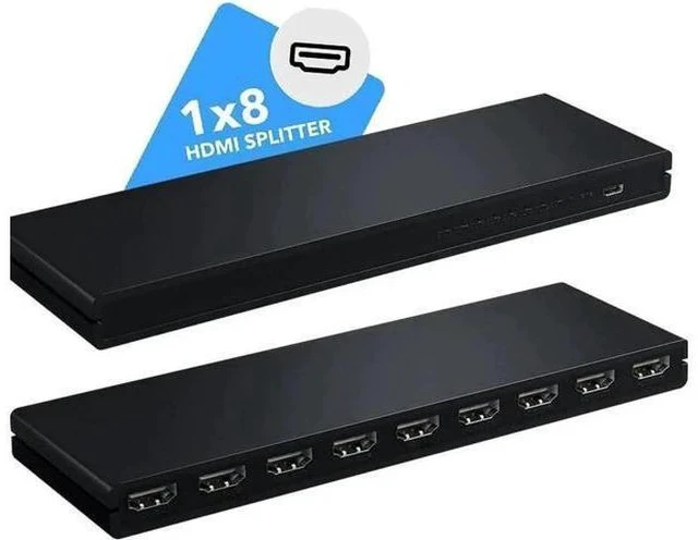 Alt view image 4 of 6 - 1 in 8 Out HDMI Splitter, 1x8 HDMI Audio Video Distributor Box Supports 4K@30Hz 3D Full HD for HDTV Projector STB DVD PS3, with USB Power Cable