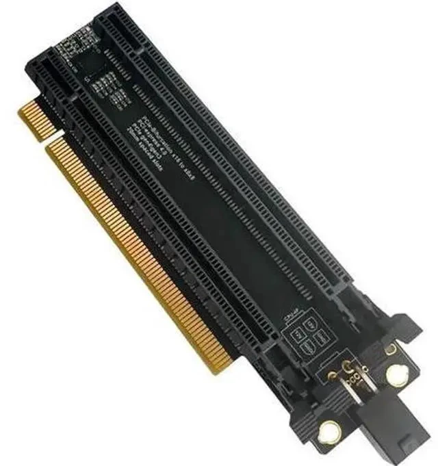 Alt view image 3 of 6 - PCIe 4.0 x16 to x8×8 Bifurcation Splitter Card, 1-to-2 PCIe Expansion Board, 20mm Slot Pitch, CPU 4Pin Power Port + Matching 4Pin Cable