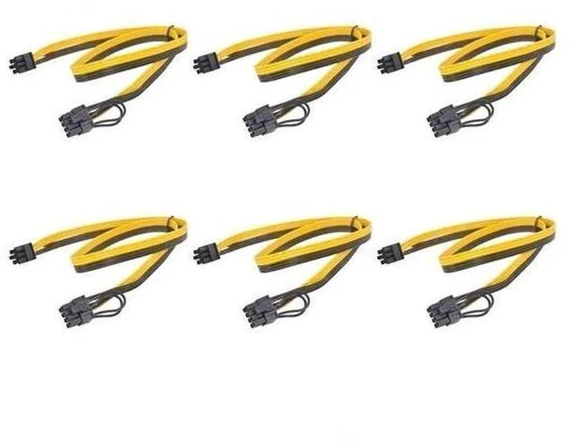 Main image of 6 Pack 50cm PCIe 6Pin to 6+2Pin GPU Power Cables, PCI-E 8Pin Adapter Cords for BTC Mining Rig & Server Graphics Cards