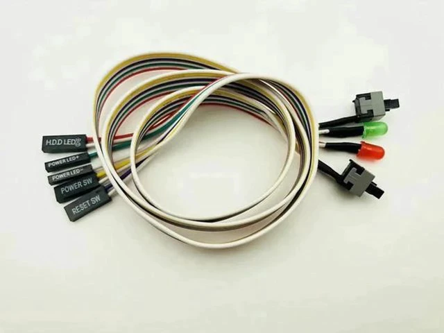 Alt view image 4 of 5 - 10 Pack PC Front Panel Cables, Power Switch + Reset + HDD LED Wires, 66cm Length for Desktop PCs, BTC Mining Rigs & Antminer Devices