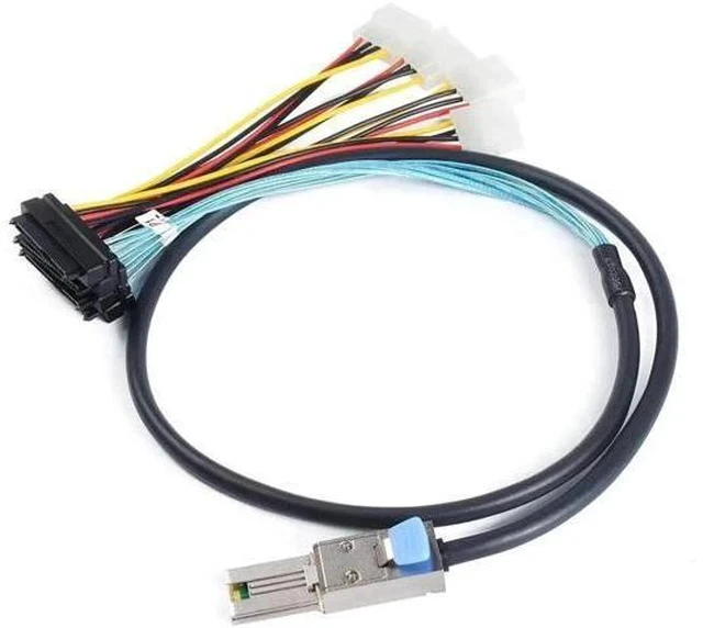 Alt view image 3 of 6 - 2 Pack SFF-8088 26Pin to 4×SFF-8482 29Pin Mini SAS Breakout Cable 1M(3.3FT), External Mini SAS Cable with Integrated Power for SAS SATA HDD SSD RAID Storage Servers