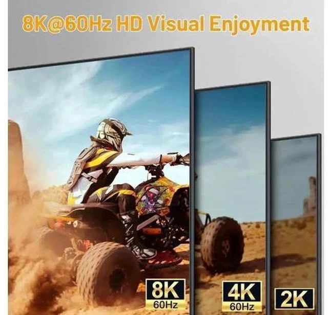 Alt view image 2 of 7 - 2PC Hybrid DP+HDMI Dual Monitor USB3.0 KVM Switch, 8K@60Hz / 4K@144Hz, 4 USB3.0 Ports, With USB Cables, Power Adapter & Desktop Controller