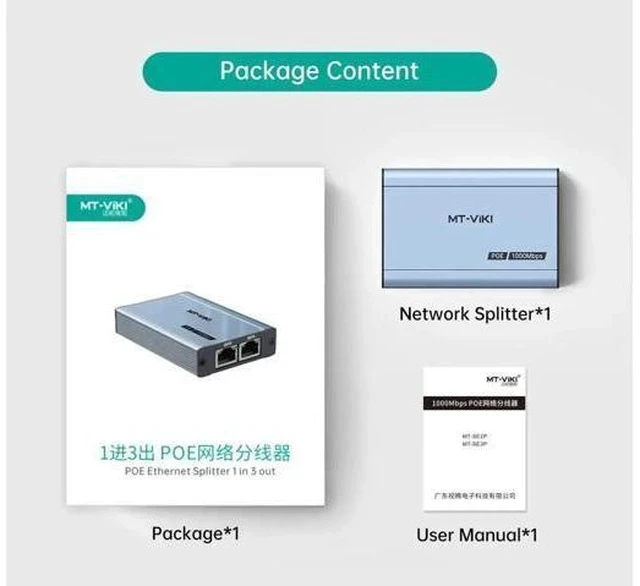 Alt view image 3 of 7 - MT-VIKI Upgraded 1 to 3 Gigabit POE Ethernet Splitter, 1000Mbps POE RJ45 Splitter Without Extra Power Adapter, Compatible with Cat5e Cat6 Cat7 Cat8 Cables, for POE IP Cameras & POE Switches