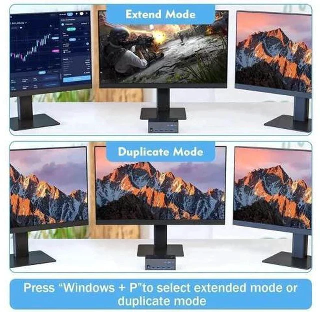Alt view image 4 of 7 - 2 Port Triple Monitor KVM Switch (1HDMI+2DP), 8K@60Hz USB3.0 KVM Switcher with 4 USB Ports, 2 USB Cables, Power Adapter & Wired Controller for 2 PCs Share 3 Displays