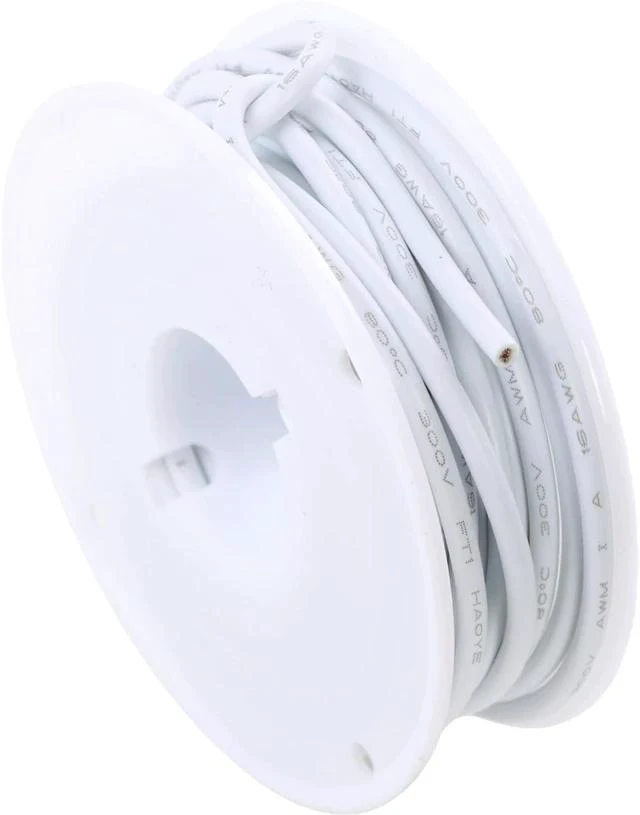 Main image of 18AWG PVC Wire 5m/16ft White, 1007 Tinned Copper Hookup Wire, 300V 80°C Flexible Electronic Cable for PCB Jumper DIY Projects