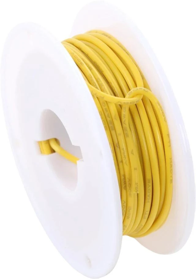 Main image of 26AWG PVC Wire 20m/66ft Yellow, 1007 Tinned Copper Hookup Wire, 300V 80°C Electronic Cable for PCB Jumper, DIY, RC Projects