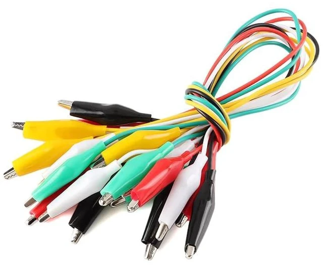Alt view image 3 of 5 - Alligator Clip Test Leads - 50cm Multicolor Wire Jumpers with 4.5cm Electrical Clips, Assorted Red Yellow Green Black White,10-Pack for Electrical Testing Electronic Experiments
