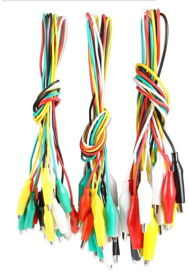 Alt view image 2 of 5 - Alligator Clip Test Leads - 50cm Multicolor Wire Jumpers with 4.5cm Electrical Clips, Assorted Red Yellow Green Black White,10-Pack for Electrical Testing Electronic Experiments