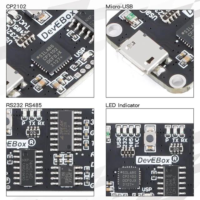 Alt view image 5 of 7 - USB to Serial Adapter 10 in 1 USB Adapter Micro-USB USB to RS232 TTL RS485 Serial Adapter CP2102 Version Full Interworking Serial to USB Adapter with Micro USB Cable and Dupond Cable