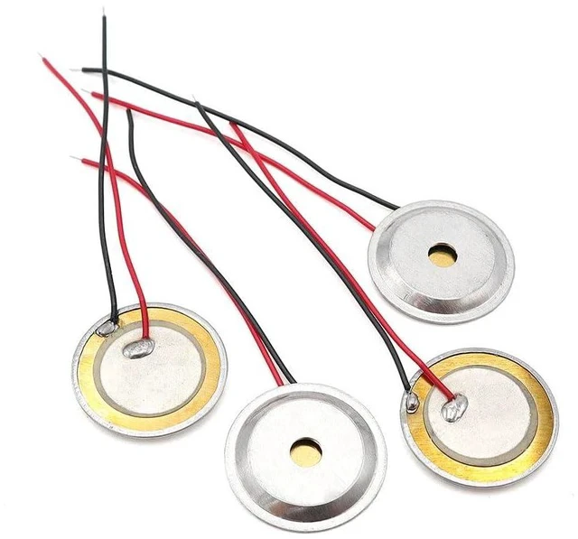 Alt view image 2 of 3 - 30pcs 20mm Piezo Buzzer Element with Copper Plate & Aluminum Casing - Wired Sound Trigger for Drum & Guitar