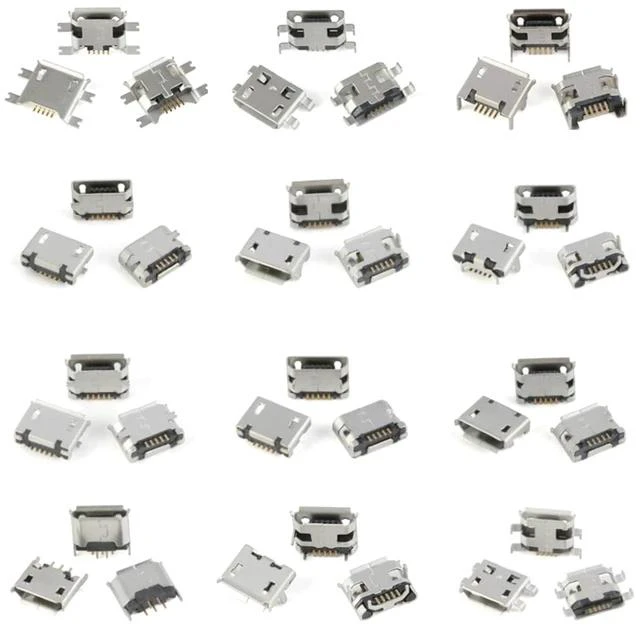Main image of 60Pcs Micro USB Sockets Jack Female Plug Connector Repair Replacement Adapter Assortment Set 12 Types Copper Micro 5P Sockets Each with 5 Micro USB Connectors