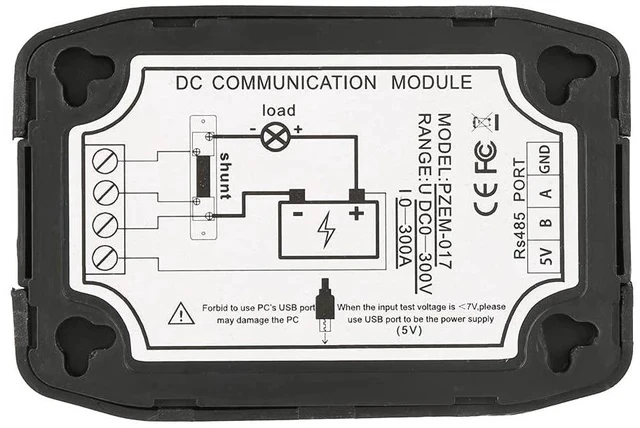 Alt view image 4 of 6 - RS485 ModbusRTU DC Power Meter | Precision Machined DC Energy Monitor Module for Voltage Current Consumption with 50A 100A 200A 300A Shunt (PZEM-017)