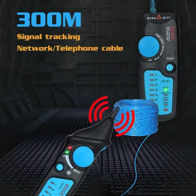 Alt view image 4 of 5 - FWT81 Network Cable Tester RJ45/RJ11 Line Finder & Wire Tracker, Telephone LAN Tester with Anti-Interference, Continuity Check, 300m Range