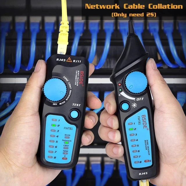Alt view image 3 of 5 - FWT81 Network Cable Tester RJ45/RJ11 Line Finder & Wire Tracker, Telephone LAN Tester with Anti-Interference, Continuity Check, 300m Range