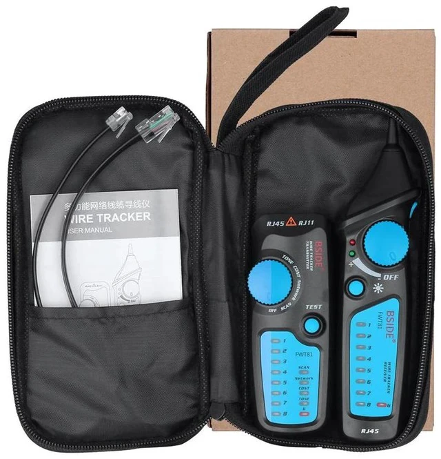 Alt view image 5 of 5 - FWT81 Network Cable Tester RJ45/RJ11 Line Finder & Wire Tracker, Telephone LAN Tester with Anti-Interference, Continuity Check, 300m Range