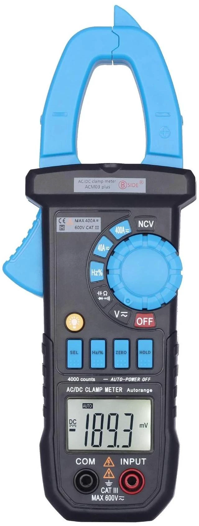 Main image of ACM03 Plus Digital Clamp Multimeter AC/DC Current Tester, 4000 Counts, Auto-Ranging, NCV, Capacitance/Frequency/Diode Test