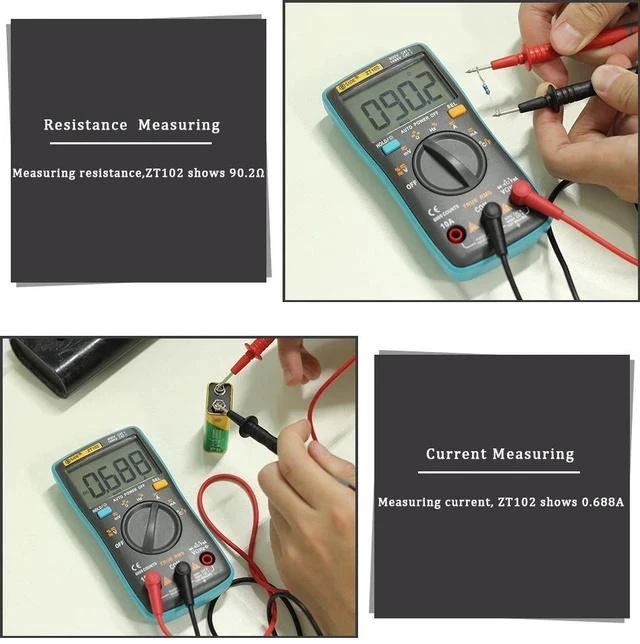 Alt view image 7 of 7 - High-Accuracy ZT102 Digital Multimeter Auto-Ranging, True RMS, 6000 Counts, AC/DC Voltage Current Resistance Capacitance Frequency Temperature Tester