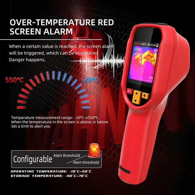 Alt view image 2 of 6 - HX1 Infrared Thermal Imaging Camera Non-Contact HVAC & Electrical Tester, Floor Heating Leak Detector, 1.5m Drop Protection, 30,000 Image Storage