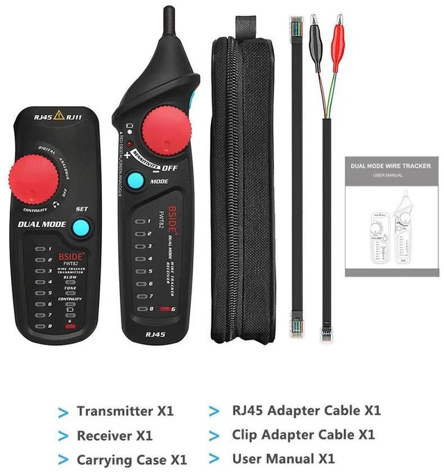 Alt view image 7 of 7 - FWT82 Dual-Mode Digital & Analog Network Cable Tracker RJ45/RJ11 Wire Tester, Anti-Interference, Line Finder & Continuity Tester for LAN/Telephone