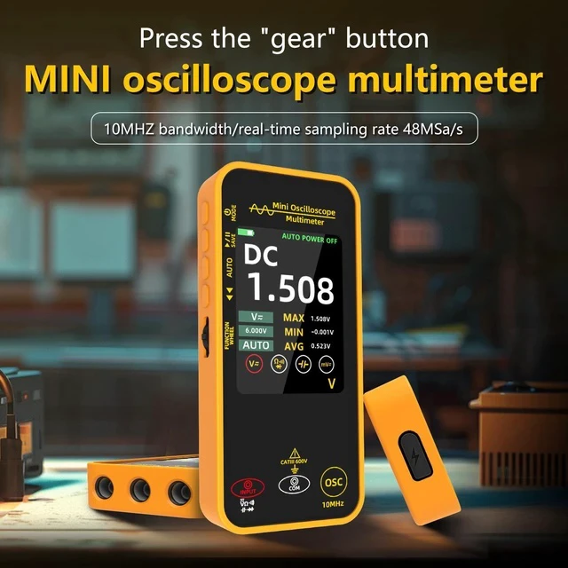 Alt view image 3 of 6 - Handheld Mini Oscilloscope Multimeter OS1 Single Channel 10MHz, Multifunctional Rechargeable Smart Anti-Burn Tester with 3.2" TFT Display