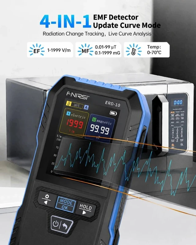 Alt view image 2 of 7 - ERD-10 4-in-1 EMF Detector, Curve Display EMF Radiation Meter