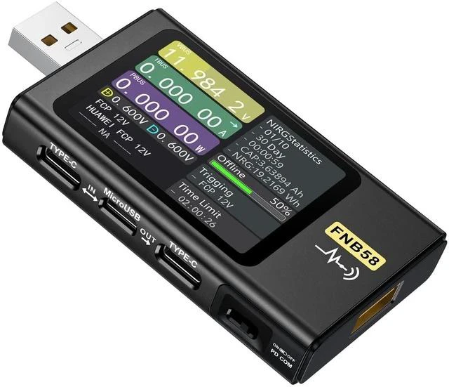 Main image of FNB58 USB Tester, PD/QC, USB-C E-Marker Reader, 28V 7A, USB-A/C