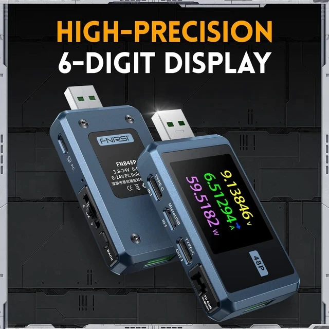 Alt view image 6 of 7 - FNB48P USB Tester, PD/QC, USB-C E-Marker Reader, 24V 6.5A, USB-A/C