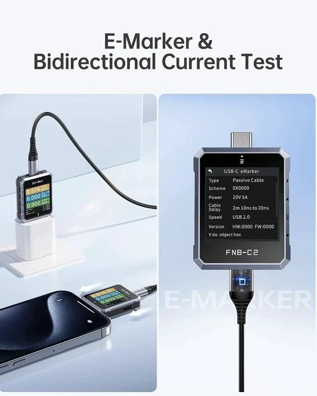 Alt view image 6 of 7 - FNB-C2 PD3.1 USB-C Tester 240W, Bi-Directional, E-Marker Reader
