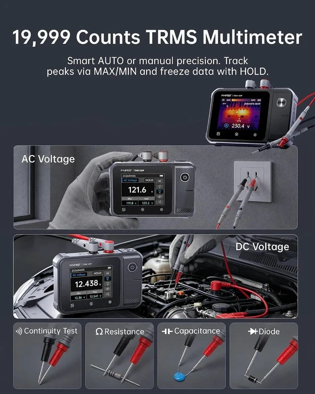 Alt view image 6 of 7 - TDM-120P 2-in-1 Thermal Imaging Multimeter, 120x90 IR, -4°F752°F