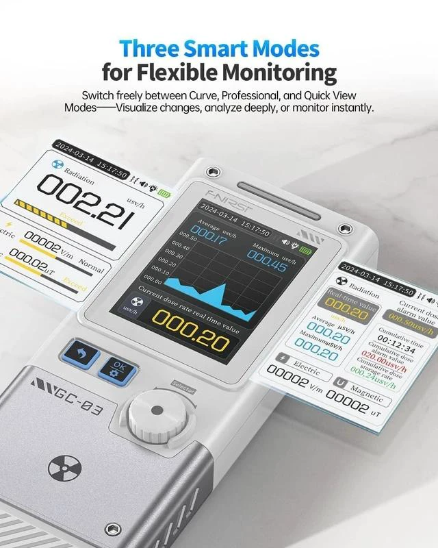 Alt view image 5 of 7 - GC-03 3-in-1 Geiger Counter Nuclear Electromagnetic Detector