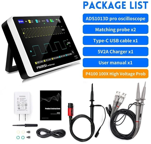 Alt view image 2 of 6 - 1013D Plus 100MHz Oscilloscope, 2 Channel Oscilloscope 7" TFT Touch