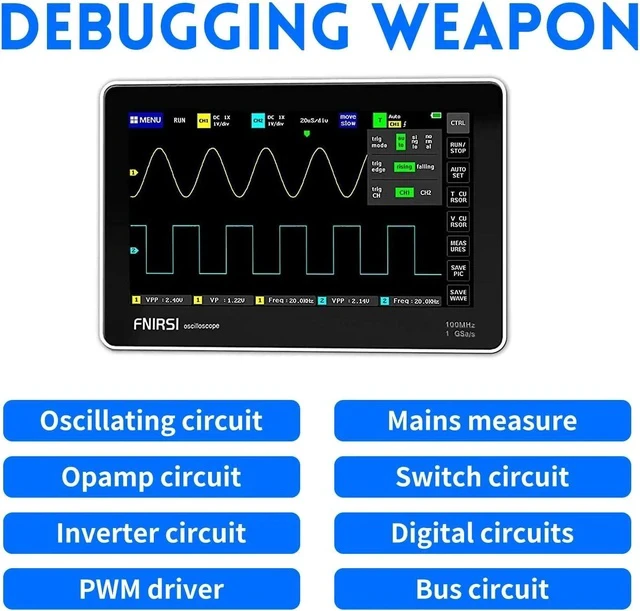 Alt view image 4 of 6 - 1013D Plus 100MHz Oscilloscope, 2 Channel Oscilloscope 7" TFT Touch