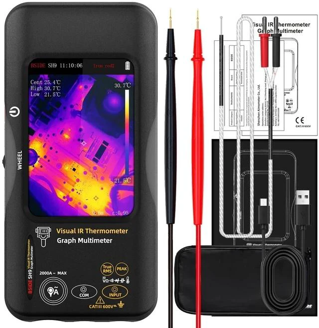 Alt view image 2 of 7 - SH9A Thermal Imaging Multimeter 320×428 IR Resolution, 3.98" Touchscreen, 20000 Counts True RMS, AC/DC 10A, for Electrical / Floor Heating / HVAC / PCB Repair