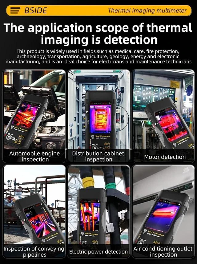 Alt view image 7 of 7 - SH9A Thermal Imaging Multimeter 320×428 IR Resolution, 3.98" Touchscreen, 20000 Counts True RMS, AC/DC 10A, for Electrical / Floor Heating / HVAC / PCB Repair