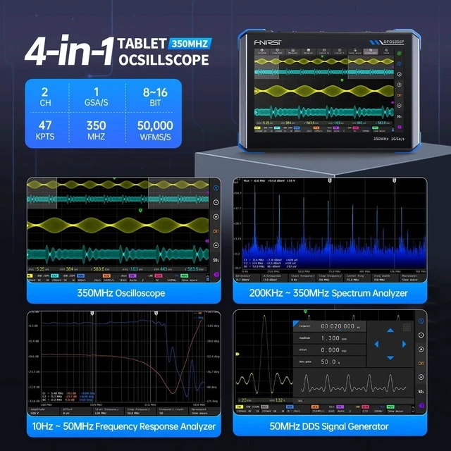 Alt view image 2 of 7 - DPOS350P 4-in-1 350MHz Digital Oscilloscope 2 Channel, 1 GSa/s