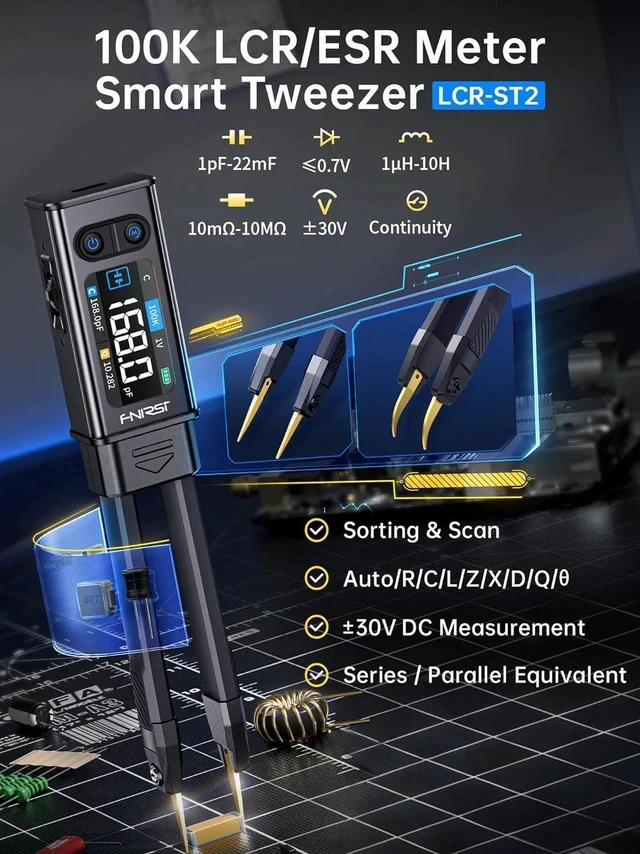 Alt view image 2 of 7 - LCR-ST2 100kHz LCR Meter Tweezer SMD Component Tester, ESR/Q/D//X