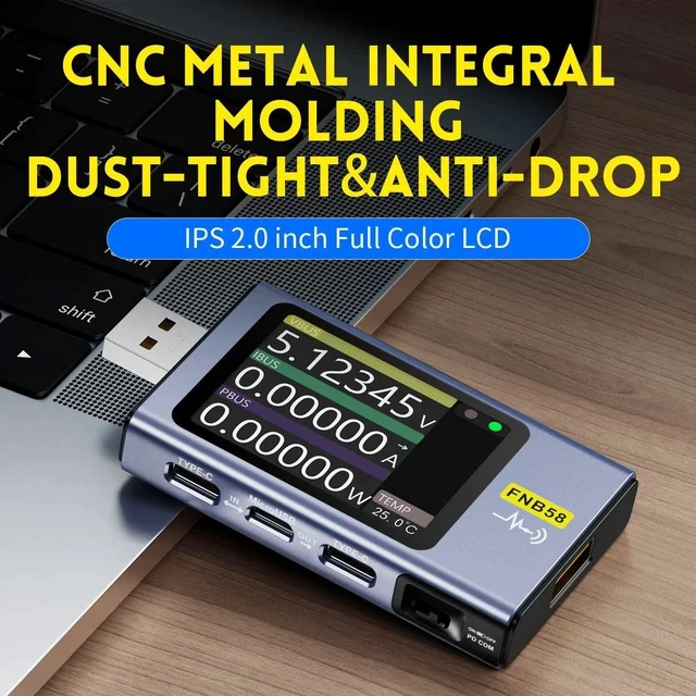 Alt view image 4 of 7 - FNB58 USB Tester, PD/QC, USB-C E-Marker Reader, 28V 7A, USB-A/C