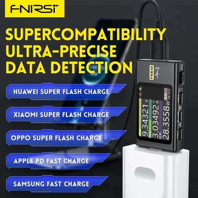 Alt view image 3 of 7 - FNB58 USB Tester, PD/QC, USB-C E-Marker Reader, 28V 7A, USB-A/C