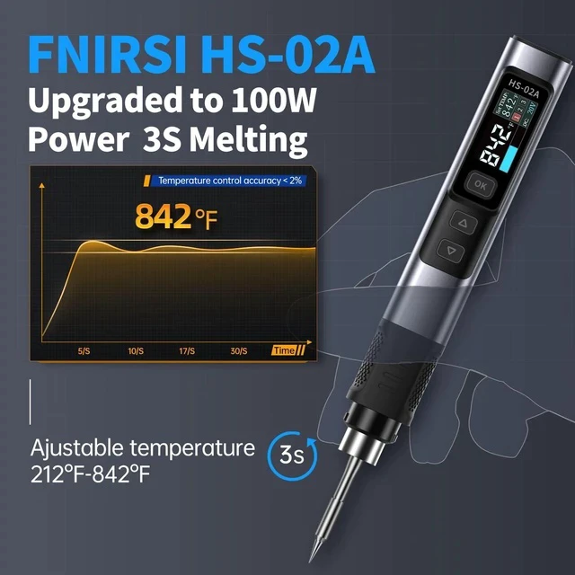 Alt view image 5 of 7 - Bundle with HS02 100W Corded Soldering Iron Kit & Heat Set Insert Tool, F245 Soldering Tips