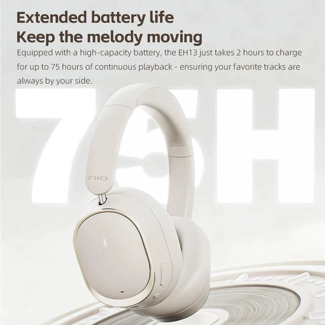 Alt view image 6 of 7 - EH13 Wireless Bluetooth Noise Cancelling Over-Ear Headphones, 42dB Hybrid ANC, 45H Playtime, Foldable Headphones for Travel, Work & Commuting (Black)