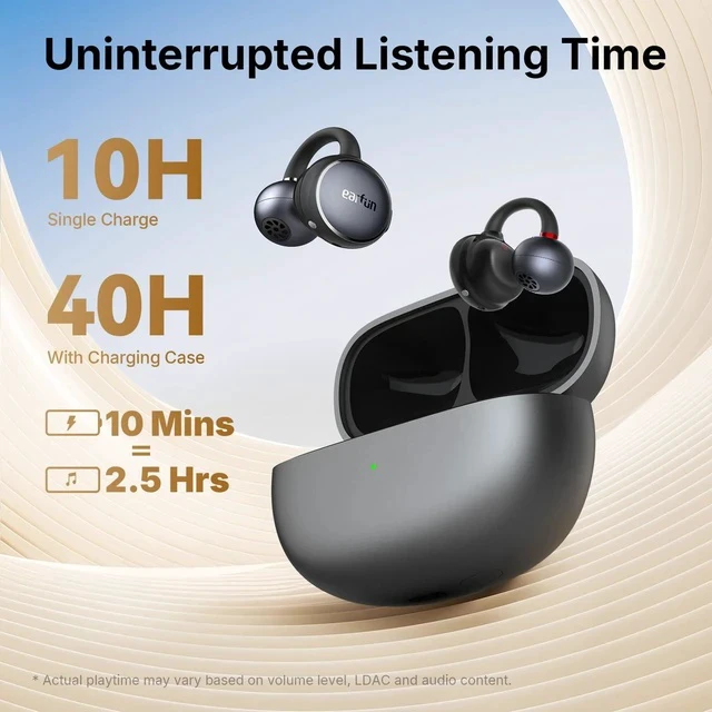 Alt view image 7 of 7 - Clip Open Ear Earbuds, Wireless Clip On Headphones for Sports, Grey