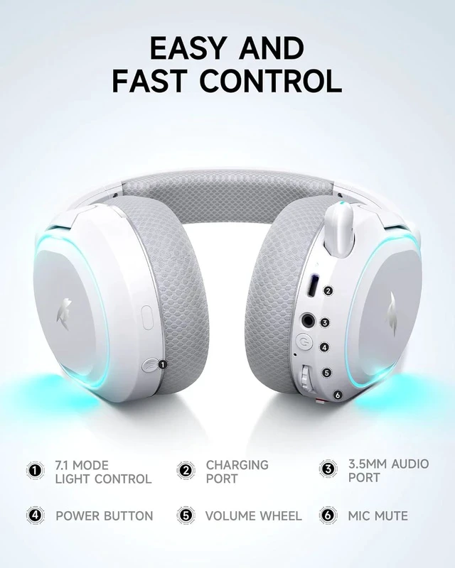 Alt view image 6 of 7 - G2 Wireless Gaming Headset with Mic for PC PS5 PS4 Switch, White Grey