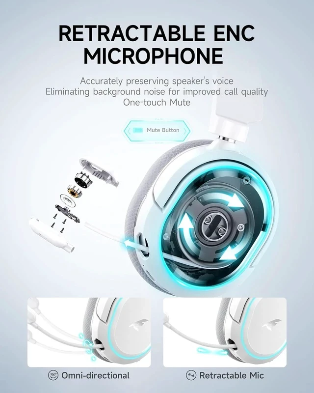 Alt view image 7 of 7 - G2 Wireless Gaming Headset with Mic for PC PS5 PS4 Switch, White Grey