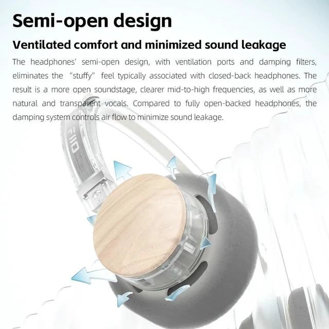 Alt view image 6 of 7 - EH11 Retro On-Ear Bluetooth Headphones, LDAC Hi-Res Wireless, Lightweight 92g, 30H Playtime, Dual Device Connection, App EQ & Gaming Mode, Built-in Mic, Transparent Black