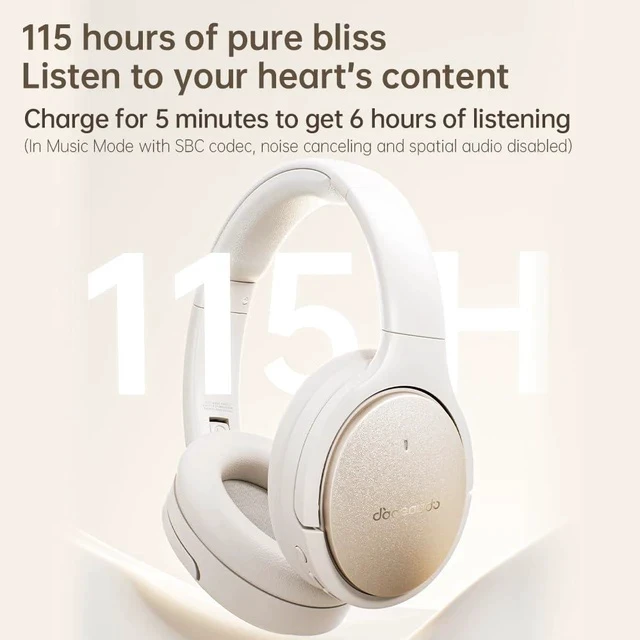 Alt view image 6 of 7 - JN3 Noise Cancelling Headphones, LDAC Hi-Res Audio, 115H Battery Life, Bluetooth 6.0, Deep Bass, Spatial Audio, Over-Ear Wireless Headphones with Mic (Black)