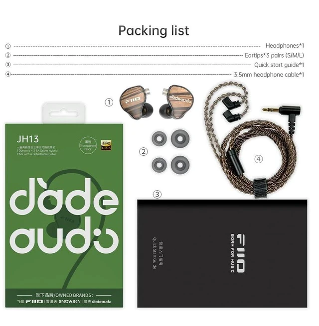 Alt view image 7 of 7 - JH13 Hybrid HiFi IEMs 1DD + 2BA Drivers, Entry-Level Audiophile in-Ear Headphones with Wooden Faceplate & Detachable 0.78mm 2-Pin Cable (Transparent Black)